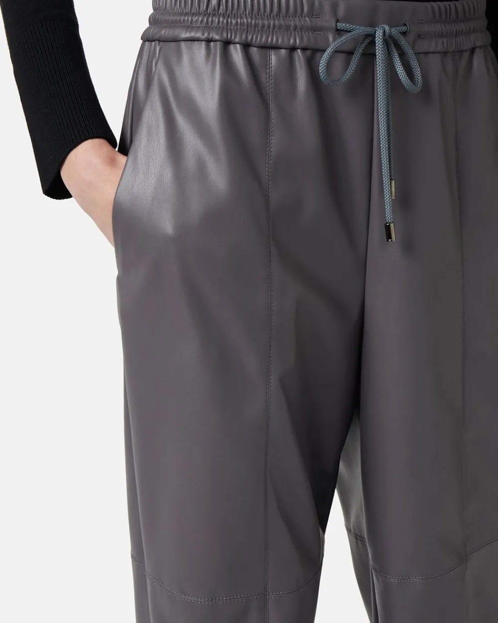 Women Iceberg Joggers Fit Trousers In Faux Leather