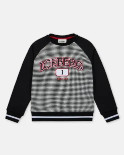 Kids/BOY Iceberg Junior Collection Houndstooth Crewneck Sweatshirt