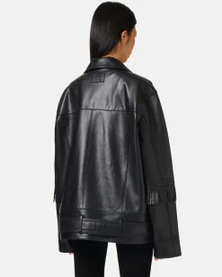 Women Iceberg Leather Jacket With Brogue Detail And Fringes