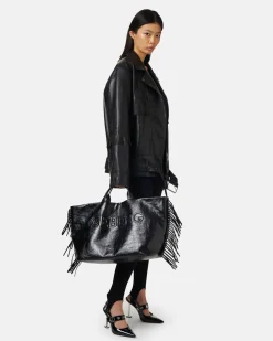 Women Iceberg Leather Jacket With Brogue Detail And Fringes