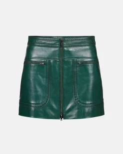 Women Iceberg Leather Mini Skirt With Brogue Detail