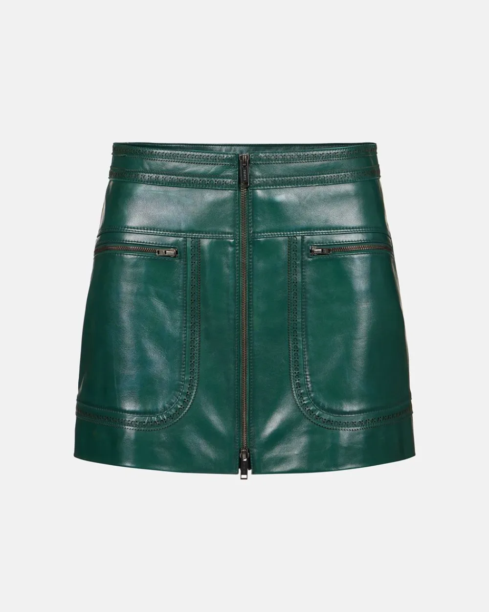 Women Iceberg Leather Mini Skirt With Brogue Detail