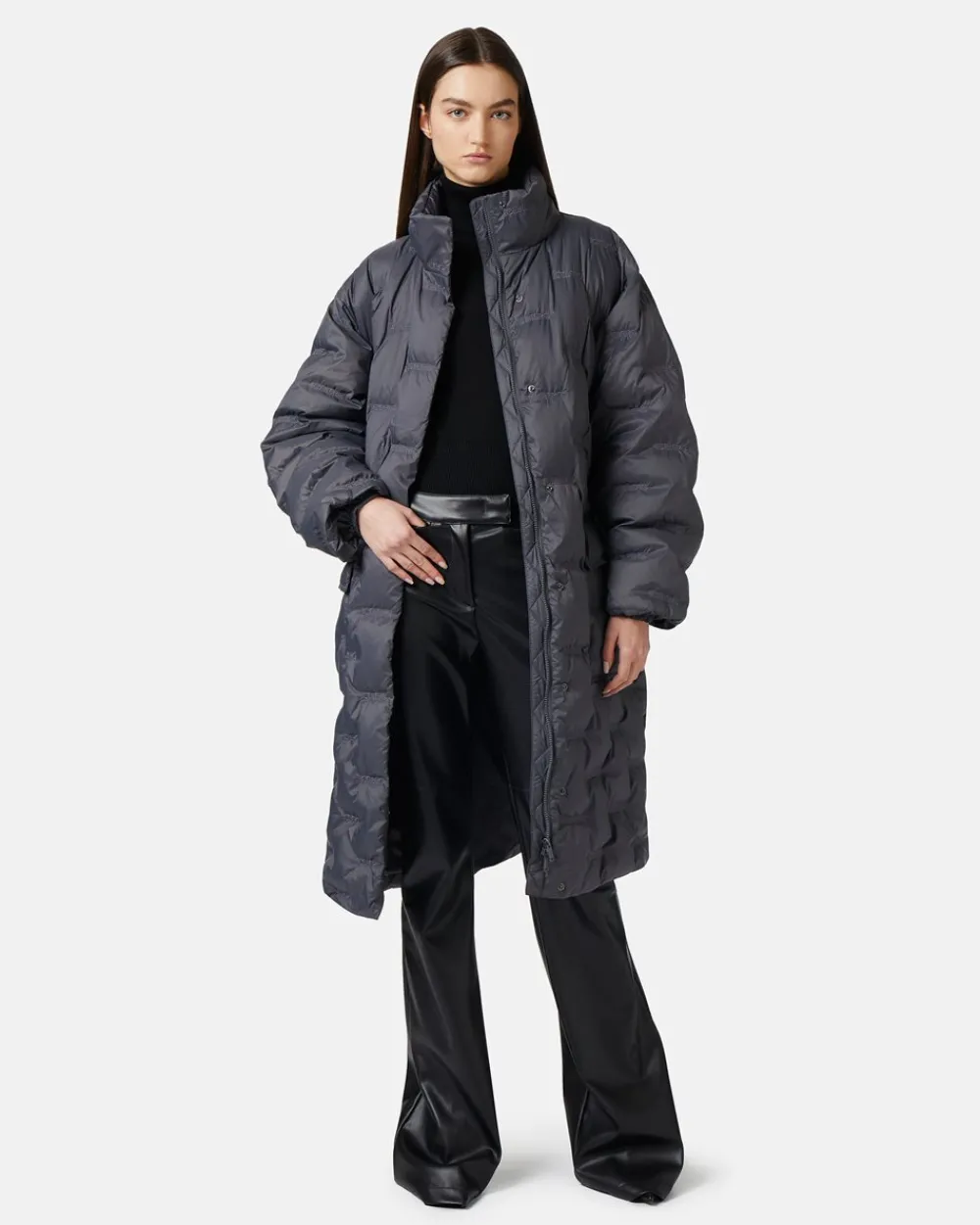 Women Iceberg Long Down Jacket With Real Down Hood