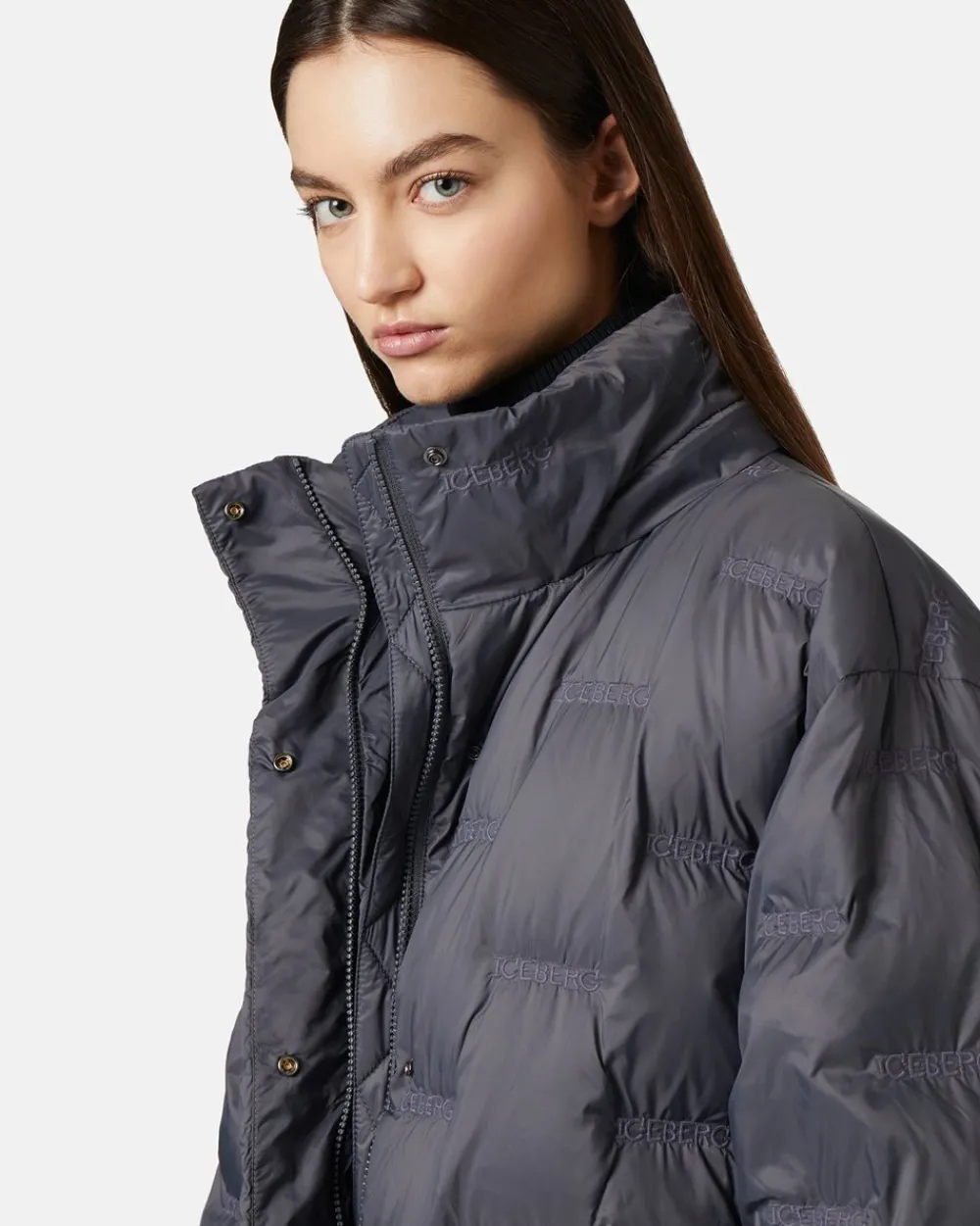 Women Iceberg Long Down Jacket With Real Down Hood