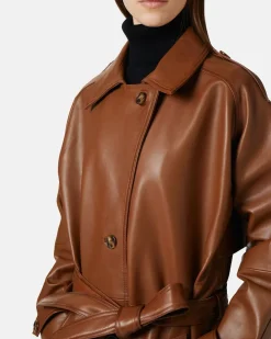 Women Iceberg Long Leather Coat