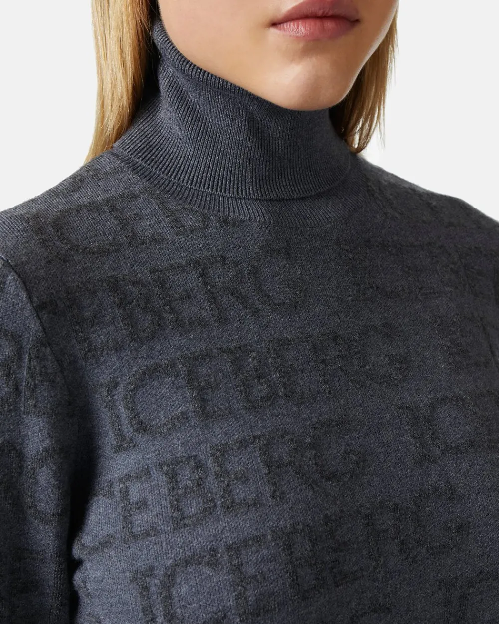 Women Iceberg Mock-neck Sweater With All-over Logo