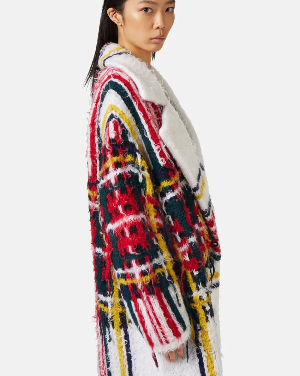 Women Iceberg Mohair Coat With Check Inlay