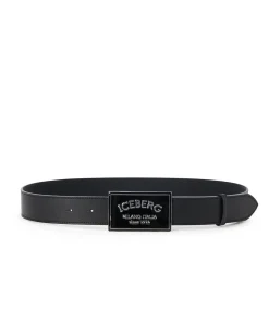 Iceberg Nappa Leather Belt With ICB Milano Italia Buckle