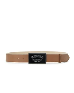 Iceberg Nappa Leather Belt With ICB Milano Italia Buckle