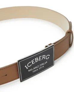 Iceberg Nappa Leather Belt With ICB Milano Italia Buckle