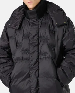 Iceberg Nylon Long Duvet Jacket With Allover Embroidery And Central Zip