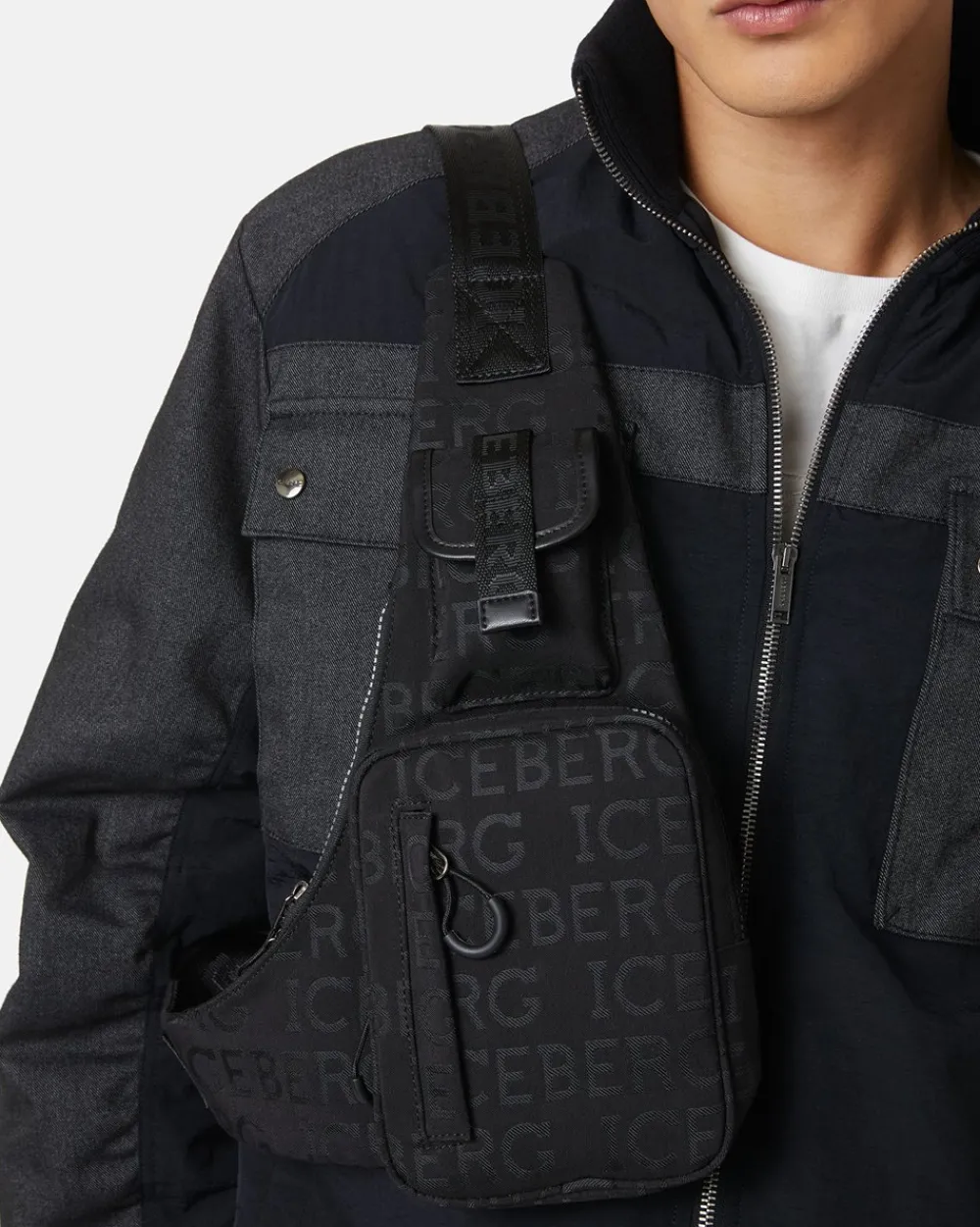 Iceberg One-shoulder Backpack With Allover Logo