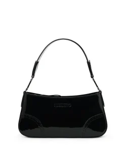 Women Iceberg Patinated Black Leather Crossbody Bag