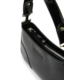 Women Iceberg Patinated Black Leather Crossbody Bag