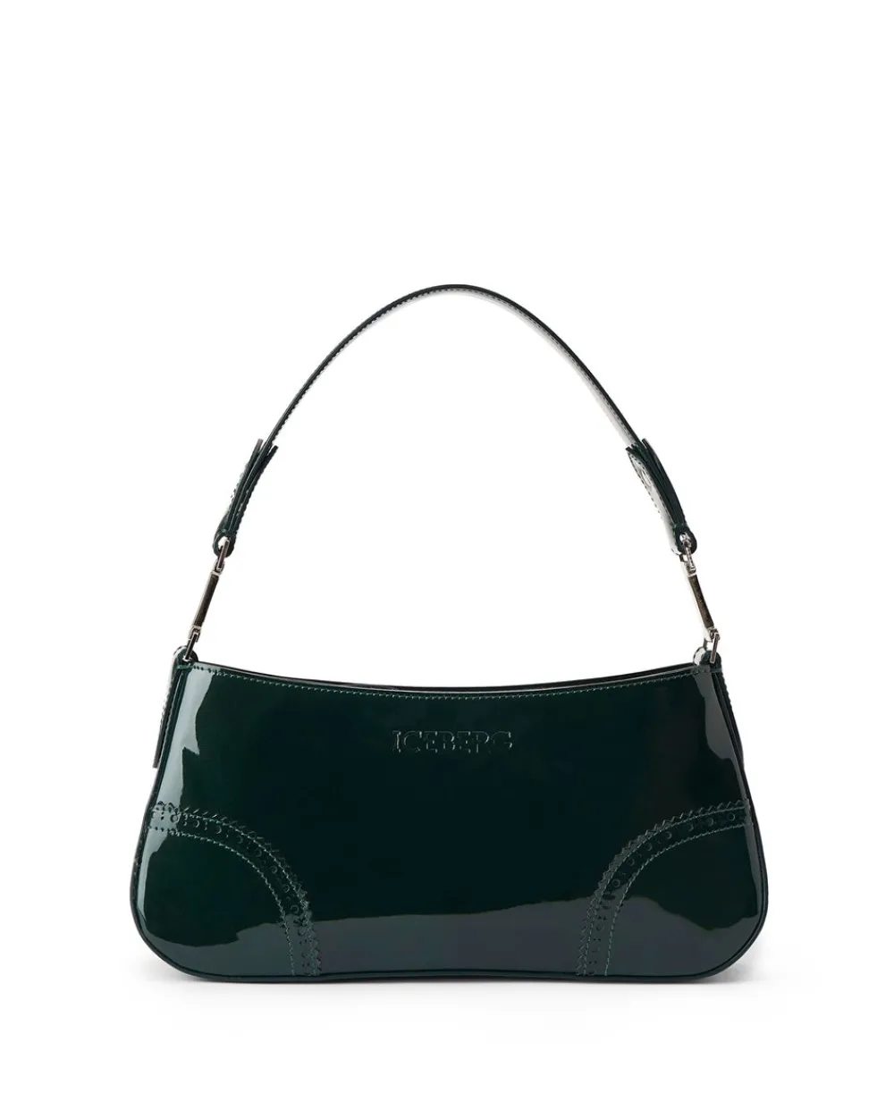 Women Iceberg Patinated Green Leather Crossbody Bag