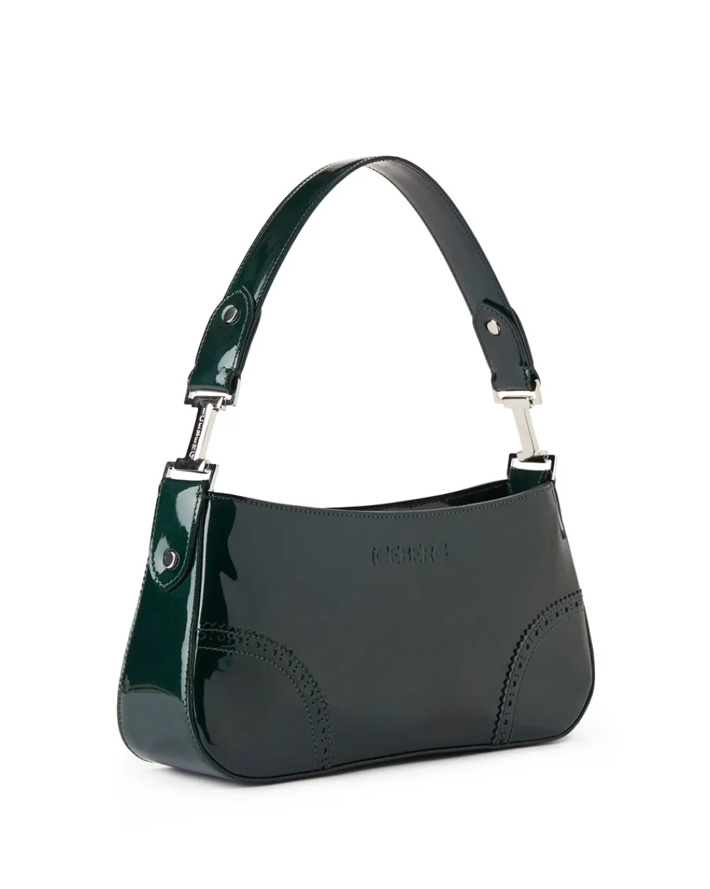Women Iceberg Patinated Green Leather Crossbody Bag