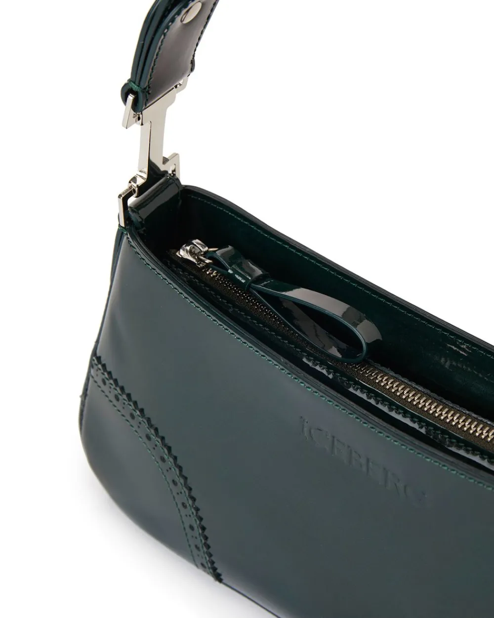 Women Iceberg Patinated Green Leather Crossbody Bag