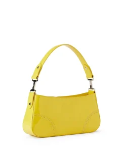Women Iceberg Patinated Yellow Leather Crossbody Bag