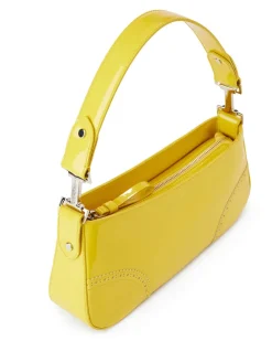 Women Iceberg Patinated Yellow Leather Crossbody Bag
