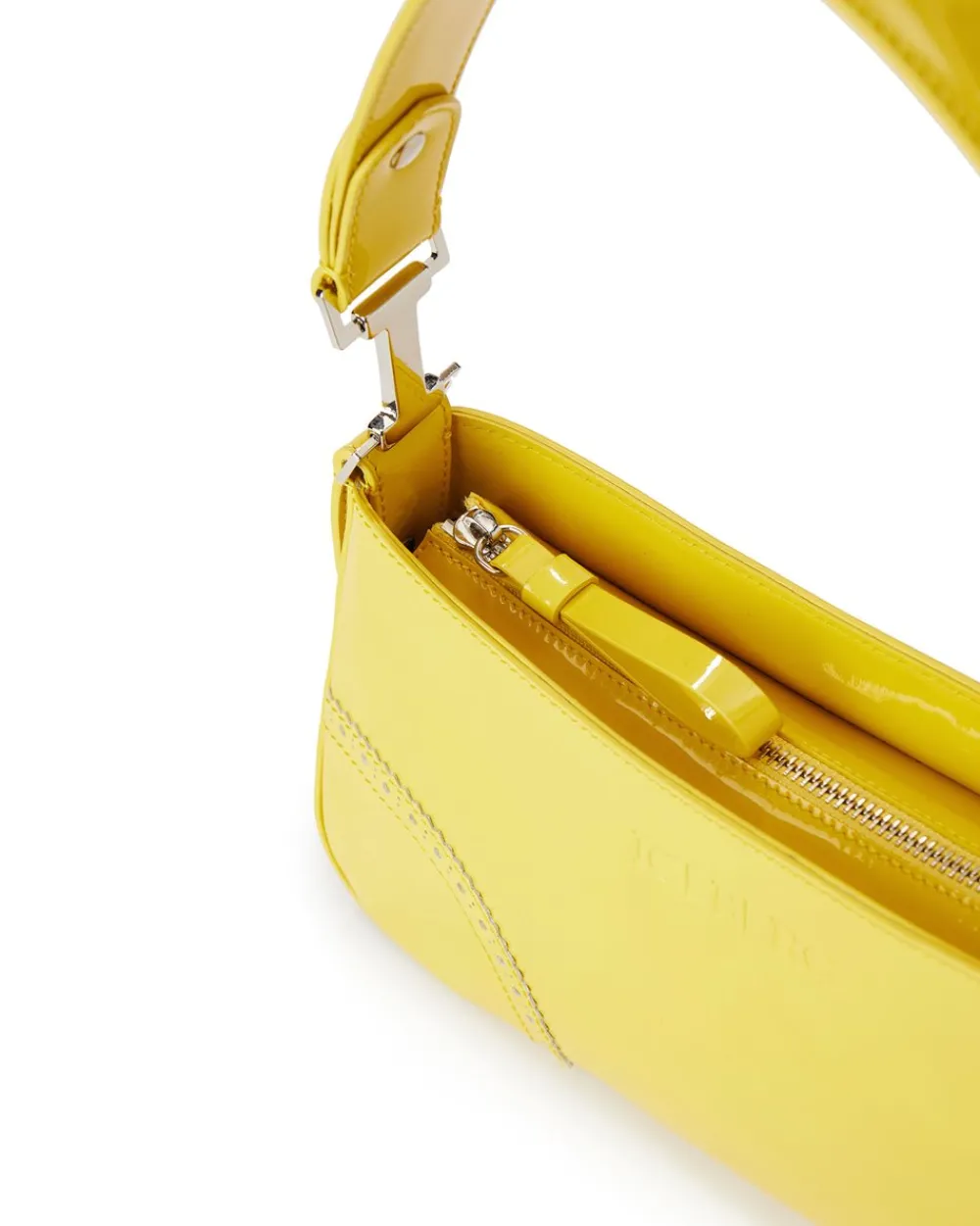 Women Iceberg Patinated Yellow Leather Crossbody Bag