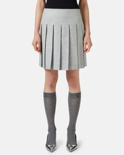 Women Iceberg Pleated Skirt In Technical Melange Cloth