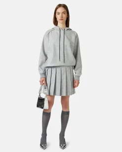 Women Iceberg Pleated Skirt In Technical Melange Cloth