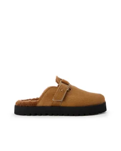 Women Iceberg Pony Leather Mule With Monogram Buckle