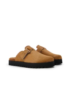 Women Iceberg Pony Leather Mule With Monogram Buckle