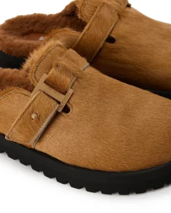 Women Iceberg Pony Leather Mule With Monogram Buckle