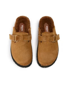 Women Iceberg Pony Leather Mule With Monogram Buckle