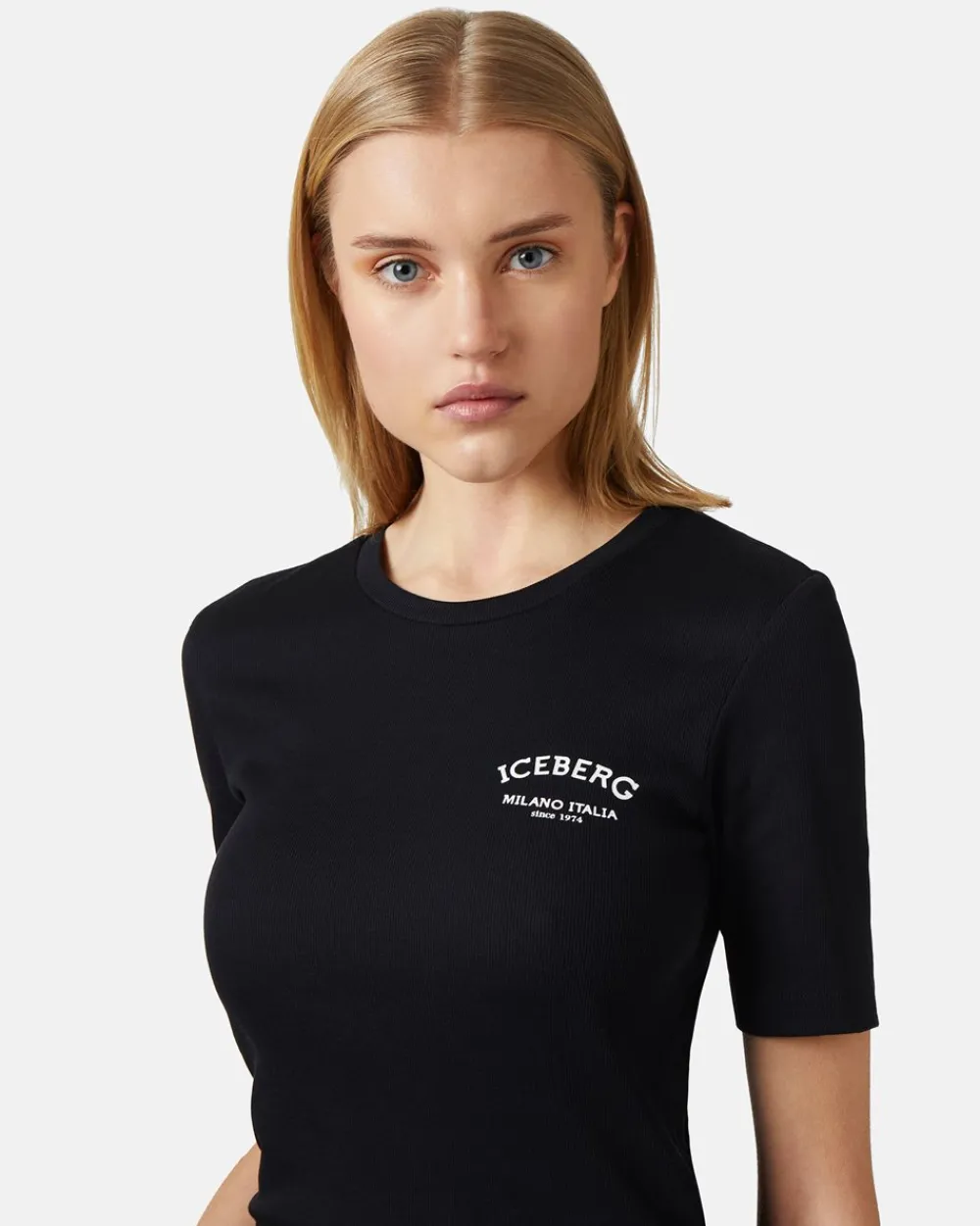 Women Iceberg Short Sleeve T-shirt In Cotton Rib