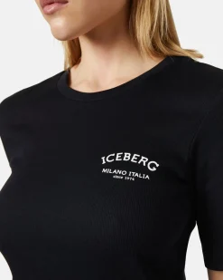 Women Iceberg Short Sleeve T-shirt In Cotton Rib