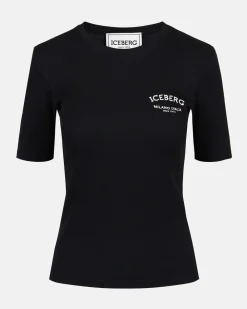 Women Iceberg Short Sleeve T-shirt In Cotton Rib