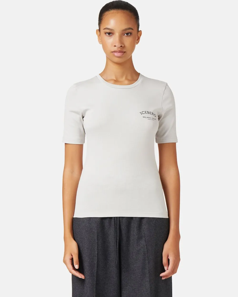 Women Iceberg Short Sleeve T-shirt In Cotton Rib