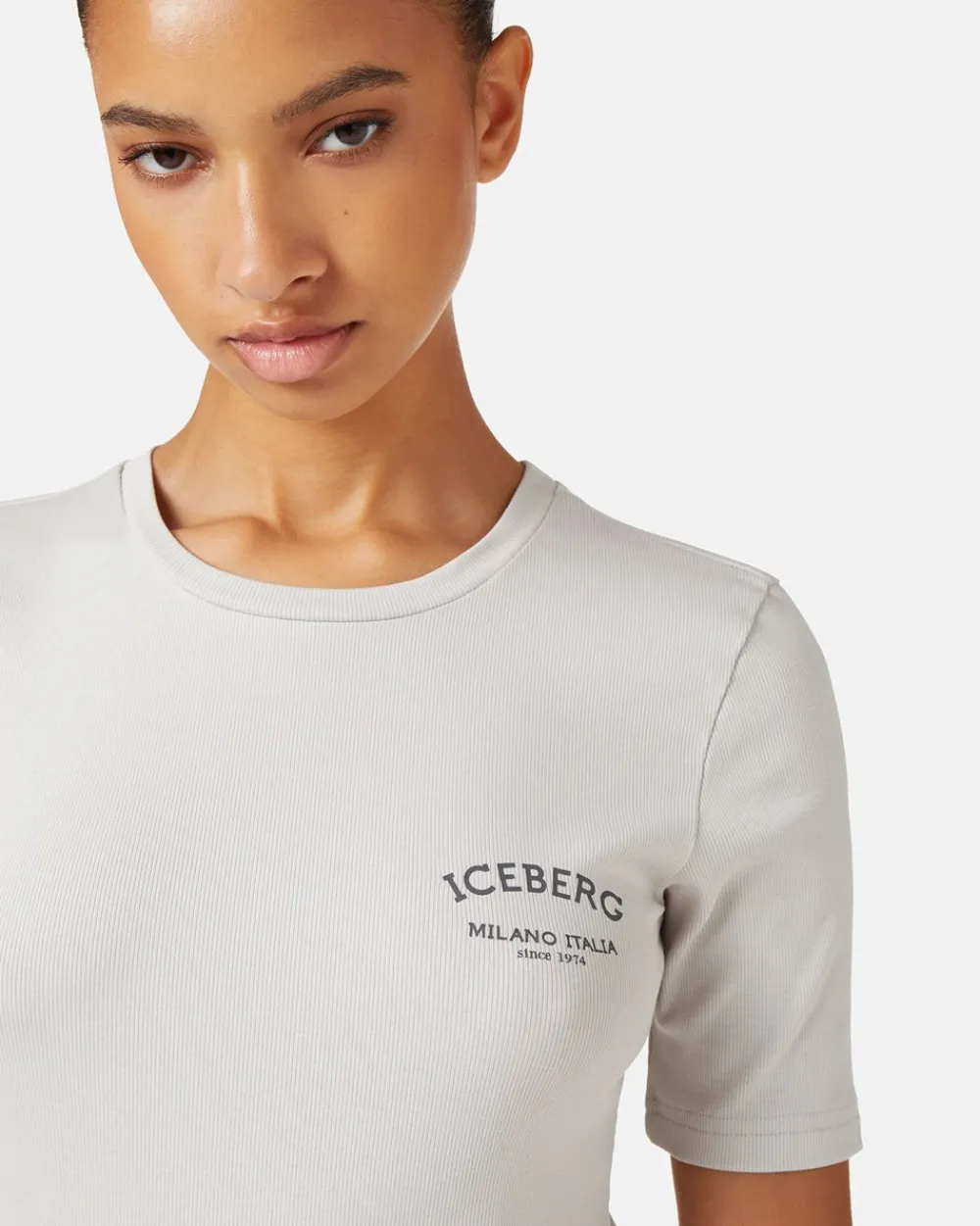Women Iceberg Short Sleeve T-shirt In Cotton Rib