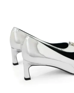 Women Iceberg Silver Pumps With Kitten Heel