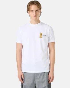 Iceberg Slim-fit White T-shirt In Sustainable Stretch Jersey With Garfield Print And Logo