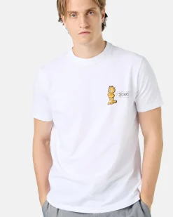 Iceberg Slim-fit White T-shirt In Sustainable Stretch Jersey With Garfield Print And Logo
