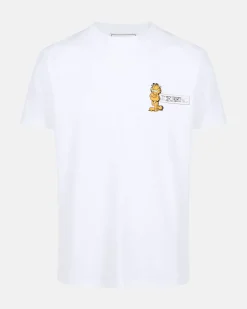 Iceberg Slim-fit White T-shirt In Sustainable Stretch Jersey With Garfield Print And Logo