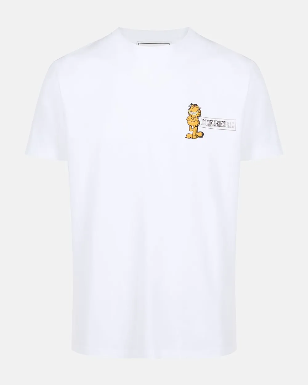Iceberg Slim-fit White T-shirt In Sustainable Stretch Jersey With Garfield Print And Logo