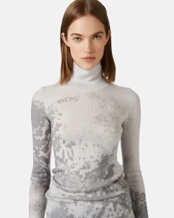 Women Iceberg Slim Wool Dropped Turtleneck Sweater