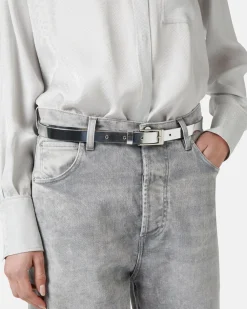 Women Iceberg Thin Mirror-effect Belt With Logo Buckle
