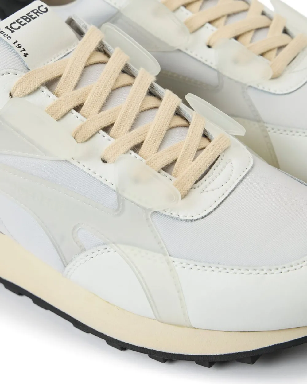 Iceberg White Athletic-inspired Sneakers In Leather And Suede