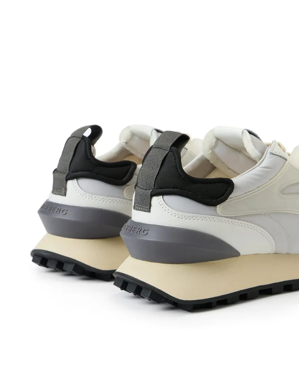 Iceberg White Athletic-inspired Sneakers In Leather And Suede