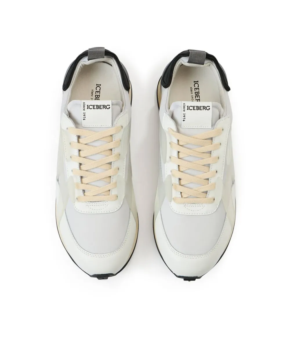 Iceberg White Athletic-inspired Sneakers In Leather And Suede