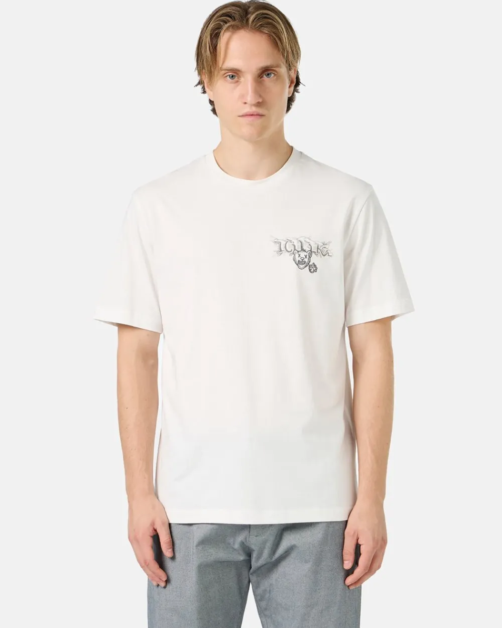 Iceberg White Cotton Jersey T-shirt With Splash And Bear Logo Print On The Heart