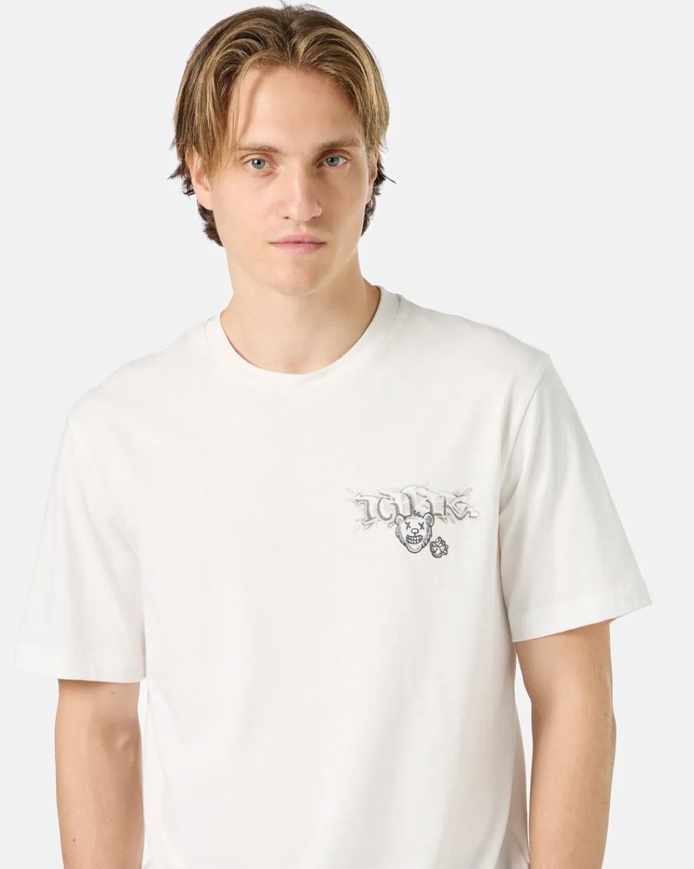 Iceberg White Cotton Jersey T-shirt With Splash And Bear Logo Print On The Heart