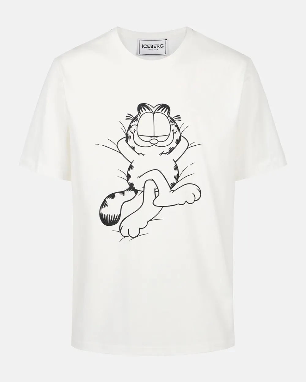 Iceberg White Cotton Jersey T-shirt With Lazy Garfield Print