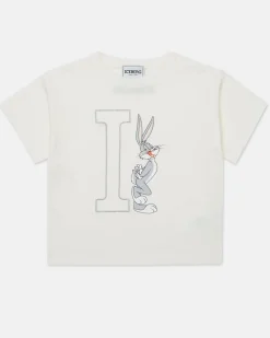 Kids Iceberg White Crew Neck Short Sleeve T-Shirt With And Bugs Bunny Monogram