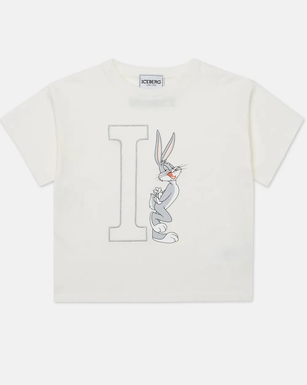 Kids Iceberg White Crew Neck Short Sleeve T-Shirt With And Bugs Bunny Monogram